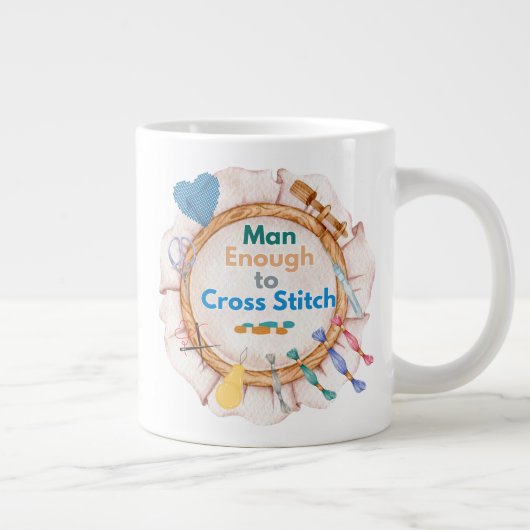 Man Enough to Cross Stitch Jumbo-Tasse (Rechts)