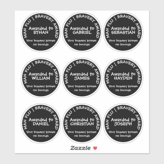 Man Flu Bravery Award Personalisiert Aufkleber (Blatt)