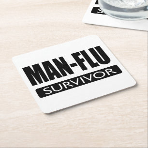 MAN-FLU ÜBERLEBENDER RECHTECKIGER PAPPUNTERSETZER