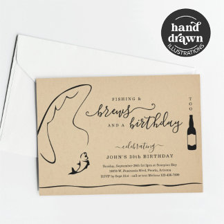 Man Funny Fishing & Bier Geburtstagsruhestand Part Einladung