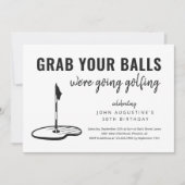 Man Funny Golf Birthday Retirement Bachelor Party Einladung (Vorderseite)