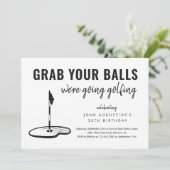 Man Funny Golf Birthday Retirement Bachelor Party Einladung (Stehend Vorderseite)