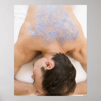Man getting salt rub poster