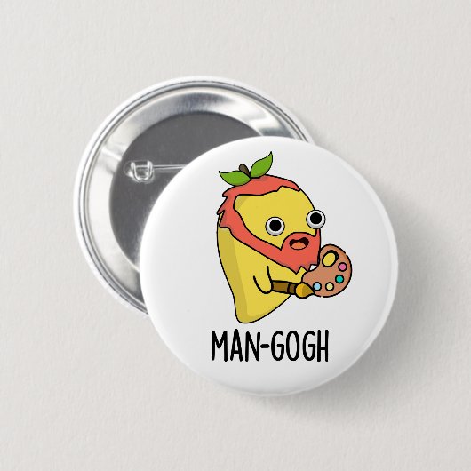 Man-gogh Funny Artist Mango Pun Button (Vorne & Hinten)
