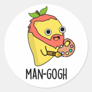 Man-gogh Funny Artist Mango Pun Runder Aufkleber