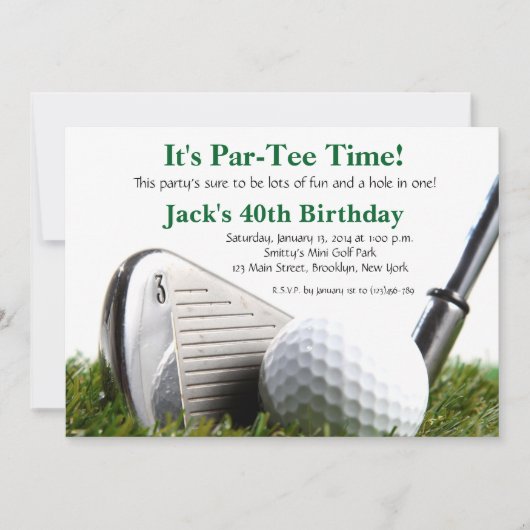 Man Golf Birthday Einladung (Vorderseite)
