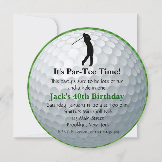Man Golf Birthday Einladung (Vorderseite)