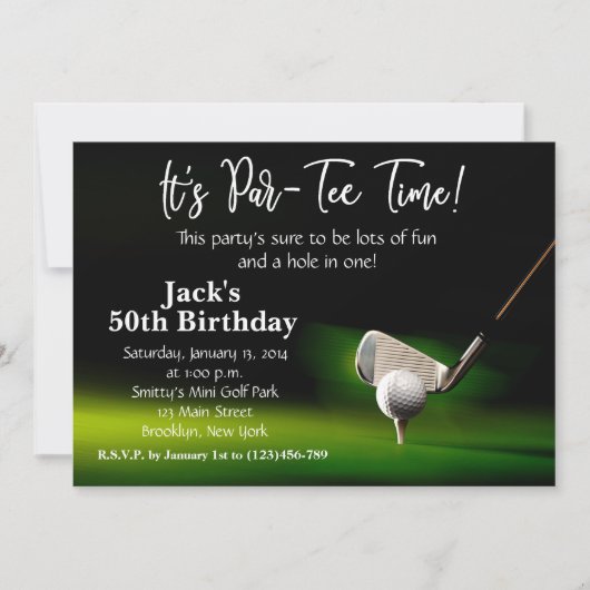 Man Golf Birthday Einladung (Vorderseite)