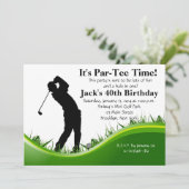 Man Golf Birthday Einladung (Stehend Vorderseite)