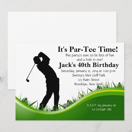 Man Golf Birthday Einladung (Vorne/Hinten)