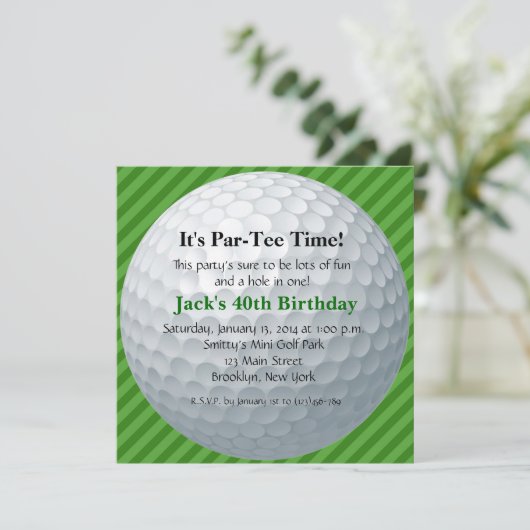 Man Golf Birthday Einladung (Stehend Vorderseite)