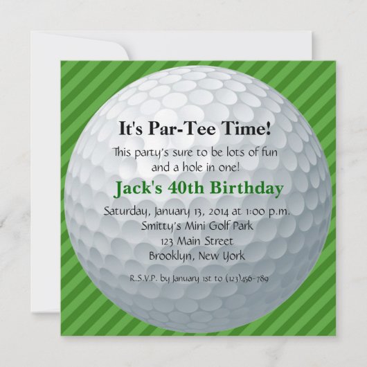 Man Golf Birthday Einladung (Vorderseite)