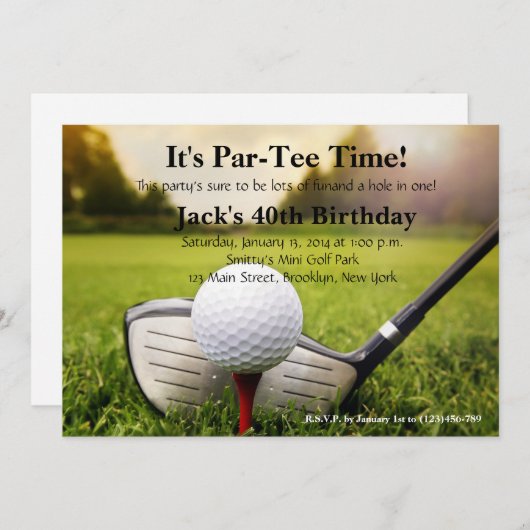 Man Golf Birthday Einladung (Vorne/Hinten)