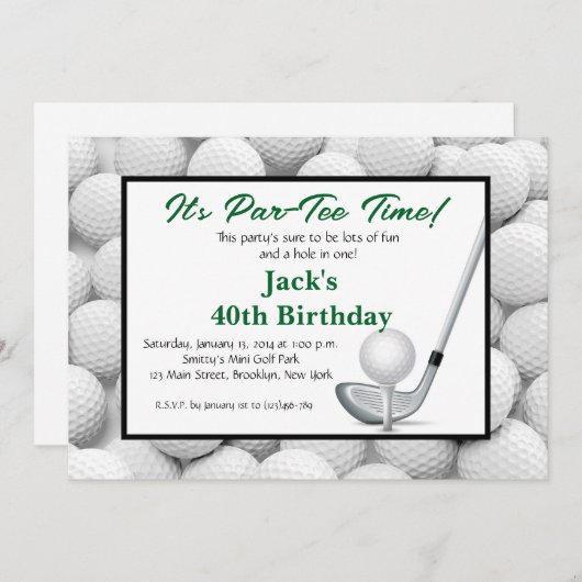 Man Golf Birthday Einladung (Vorne/Hinten)