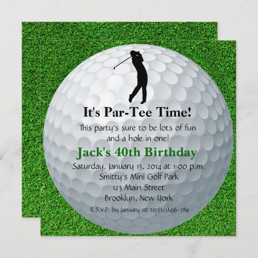 Man Golf Birthday Einladung (Vorne/Hinten)