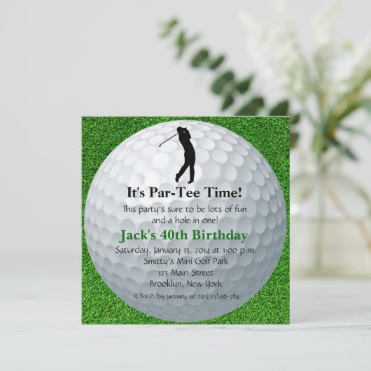 Man Golf Birthday Einladung (Stehend Vorderseite)
