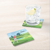 Man Golf Player Swinging Fifties 50th Birthday Rechteckiger Pappuntersetzer (Vor Ort)