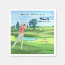 Man Golf Player Swinging Fifties 50th Birthday