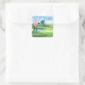 Man Golf Player Swinging Into My 50th Birthday Quadratischer Aufkleber (Tasche)