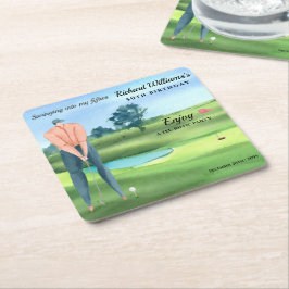 Man Golf Player Swinging Into My 50th Birthday Rechteckiger Pappuntersetzer