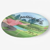 Man Golf Putting Fifty 50th Birthday Pappteller (Schrägansicht)