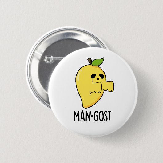 Man-gost Funny Halloween Mango Ghost Pun Button (Vorne & Hinten)
