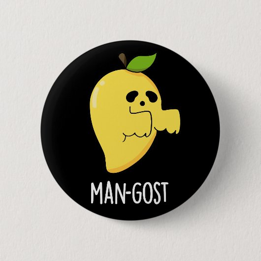 Man-gost Funny Halloween Mango Ghost Pun Dark BG Button (Vorderseite)