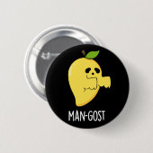 Man-gost Funny Halloween Mango Ghost Pun Dark BG Button (Vorne & Hinten)