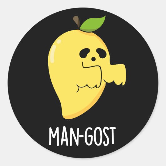 Man-gost Funny Halloween Mango Ghost Pun Dark BG Runder Aufkleber (Vorderseite)