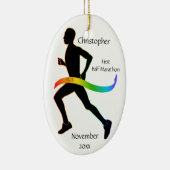 Man Half Marathon Runner Rainbow Ribbon Ornament (Rechts)