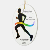 Man Half Marathon Runner Rainbow Ribbon Ornament (Links)
