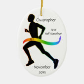 Man Half Marathon Runner Rainbow Ribbon Ornament (Vorne)
