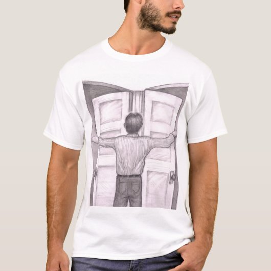 Man Having a Hard Time Deciding What Door to go in T-Shirt (Vorderseite)