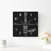 Man-Höhle Personalisiert Schwarz-Weiß Quadratische Wanduhr (Zuhause)