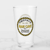 Man Höhle Schild Vorsicht Tape Pint Bierglas Glas (Rückseite)
