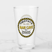 Man Höhle Schild Vorsicht Tape Pint Bierglas Glas (Vorderseite)