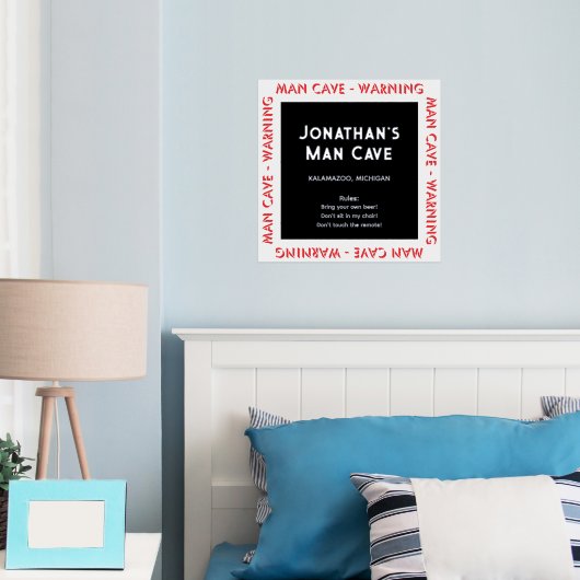 Man Höhle Schilderwarnung mit Regeln Aufdecken Tex Foliendrucke (In Situ (Schlafzimmer))