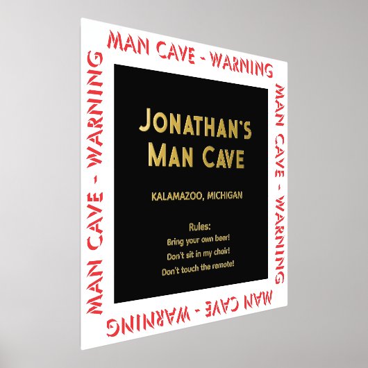 Man Höhle Schilderwarnung mit Regeln Aufdecken Tex Foliendrucke (Ablage )