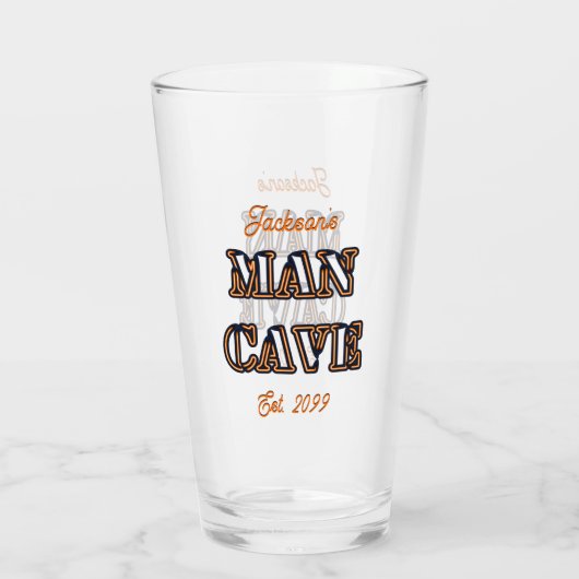 Man Höhle Texteffekt Pint Beer Glass Trinkbehälter Glas (Rückseite)