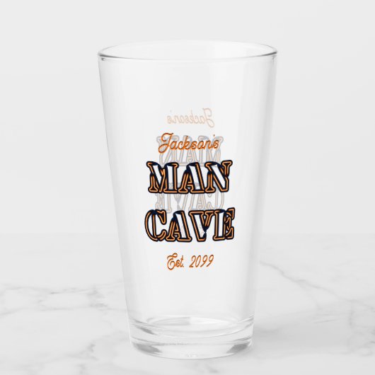 Man Höhle Texteffekt Pint Beer Glass Trinkbehälter Glas (Vorderseite)