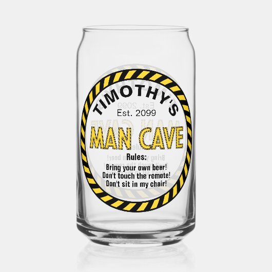 Man Höhle Vorsicht Tape Bierglas kann Glas (Rückseite)