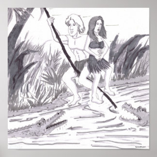 Man Holding a Woman While Swinging on a Vine Past Poster