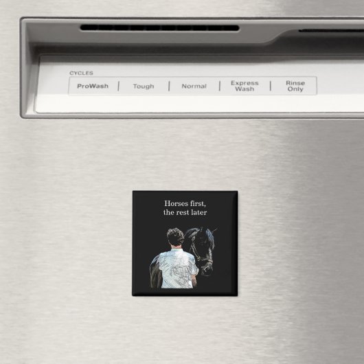 Man Holding Horse Dark Magnet (In Situ (Geschirrspüler))