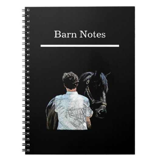Man Holding Horse Dark Spiral Notebook Notizblock (Vorderseite)