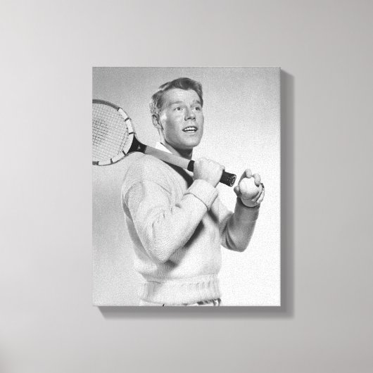 Man Holding Tennis Racket Leinwanddruck (Vorderseite)