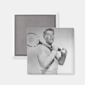 Man Holding Tennis Racket Magnet (Vorderseite/Rückseite)