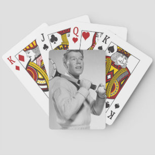 Man Holding Tennis Racket Spielkarten