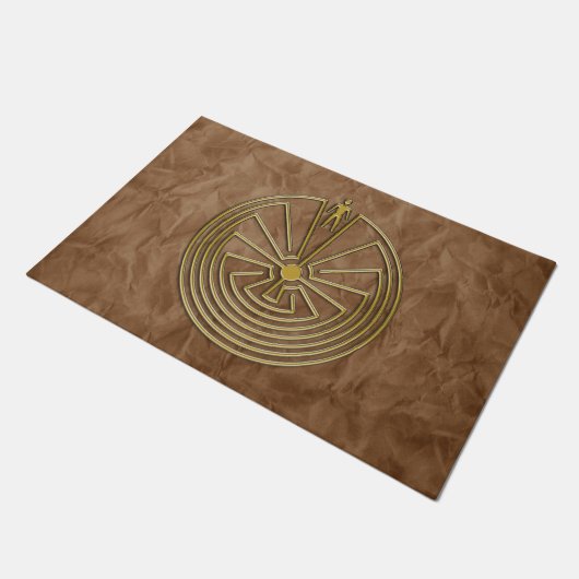 MAN IN DER MAZE Gold + Ihr Backgr. Ideen Fußmatte (Schrägansicht)
