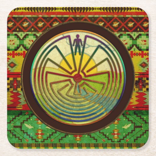 MAN IN DER MAZE-Landschaft + Hintergrund Rechteckiger Pappuntersetzer (Vorderseite)