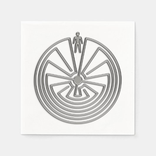 MAN IN DER MAZE Silber + Ihr Hintergrund Serviette (Vorderseite)